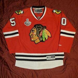 Chicago Blackhawks Corey Crawford Reebok Premier Red Jersey w/ Stanley Cup Patch
